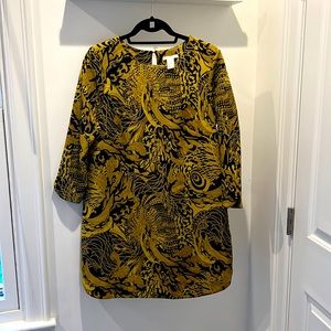 H&M Gold and black patterned shift dress